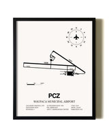 Framed Waupaca Municipal Airport wall art poster in black frame