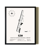 Framed Heart Of Georgia Regional Airport wall art poster in black frame