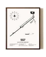 Bluffton Airport aviation print in walnut frame