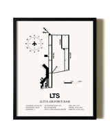 Framed Altus Air Force Base wall art poster in black frame