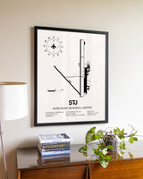 Rosecrans Memorial Airport aviation wall décor in black wood frame