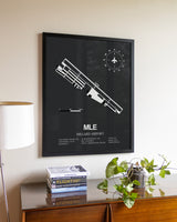 Gray Framed Millard Airport wall art poster in black frame