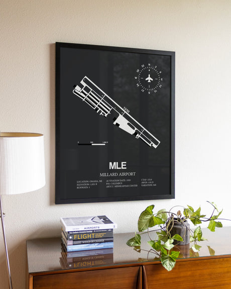 Gray Framed Millard Airport wall art poster in black frame