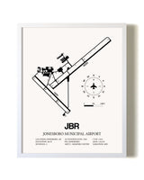 Jonesboro Municipal Airport airport map poster in oak frame