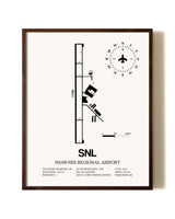 Shawnee Regional Airport aviation print in walnut frame