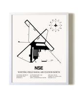 Whiting Field Naval Air Station North airport map poster in oak frame
