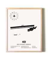 Red Stewart Airfield framed wall art in white frame