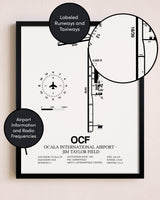 Framed Ocala International Airport-Jim Taylor Field layout wall art poster