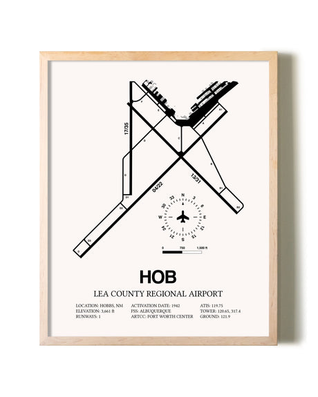 Lea County Regional Airport framed wall art in white frame
