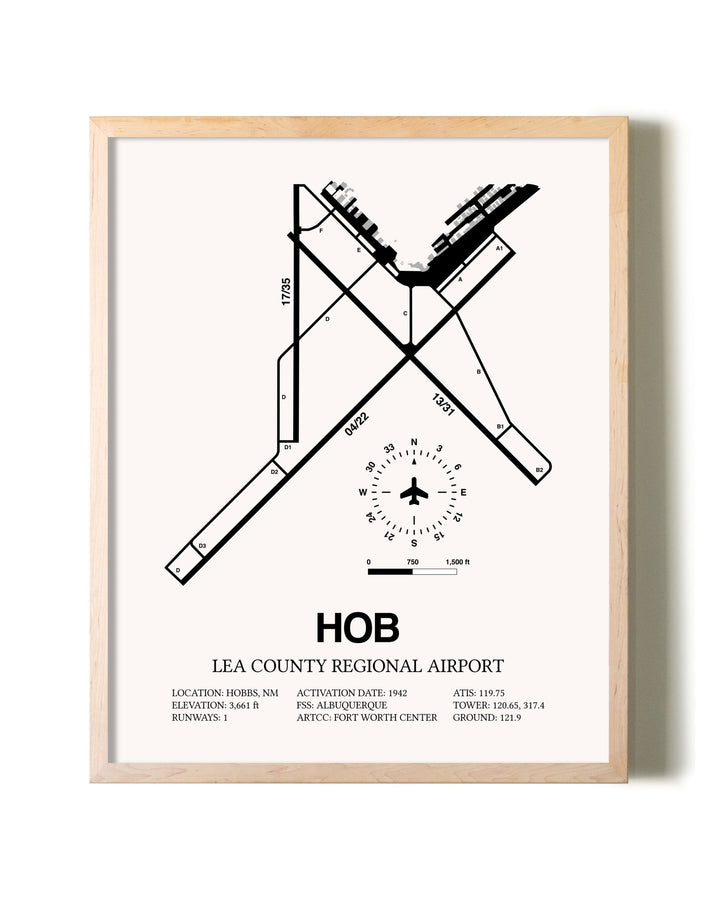 Lea County Regional Airport framed wall art in white frame
