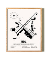 Bradley International Airport framed print in natural wood frame