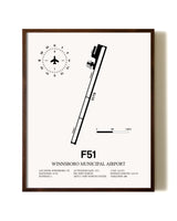 Winnsboro Municipal Airport aviation print in walnut frame