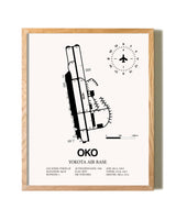 Yokota Air Base framed print in natural wood frame