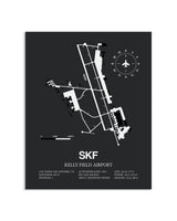 Gray Framed Kelly Field Airport layout wall art poster