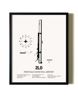 Framed Pineville Municipal Airport wall art poster in black frame
