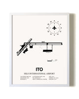 Hilo International Airport airport map poster in oak frame