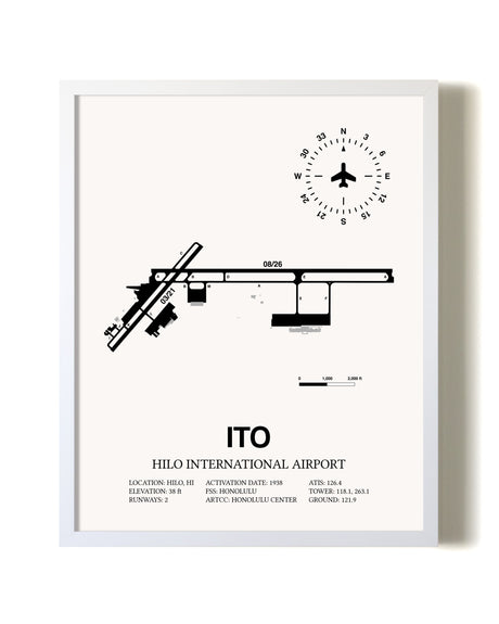 Hilo International Airport airport map poster in oak frame