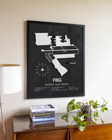 Gray Framed Simmons Army Airfield wall art poster in black frame