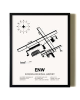 Framed Kenosha Regional Airport wall art poster in black frame