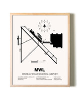 Mineral Wells Regional Airport framed wall art in white frame