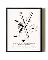 Framed Draughon-Miller Central Texas Regional Airport wall art poster in black frame