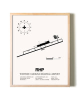 Western Carolina Regional Airport framed wall art in white frame