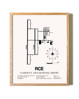 Clarence E. Page Municipal Airport framed print in natural wood frame