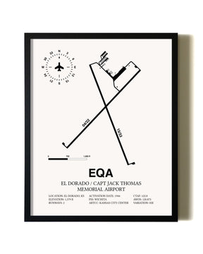 Framed El Dorado / Captain Jack Thomas Memorial Airport wall art poster in black frame
