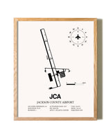 Jackson County Airport framed print in natural wood frame