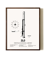 Pineville Municipal Airport aviation print in walnut frame