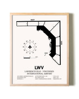Lawrenceville-Vincennes International Airport framed wall art in white frame