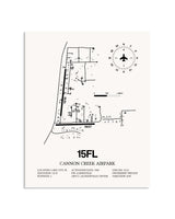 Gray Cannon Creek Airpark framed poster displayed in an airplane hangar