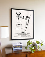 Central Illinois Regional Airport / Bloomington-Normal aviation wall décor in black wood frame