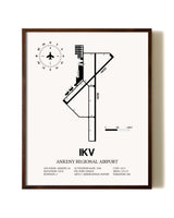 Ankeny Regional Airport aviation print in walnut frame