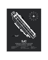 Gray Framed San Jose Mineta International Airport layout wall art poster
