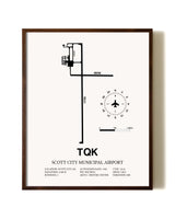 Scott City Municipal Airport aviation print in walnut frame