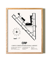 Corpus Christi International Airport framed print in natural wood frame