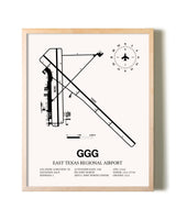 East Texas Regional Airport framed wall art in white frame