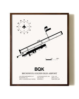 Brunswick Golden Isles Airport aviation print in walnut frame