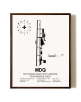 Huntsville Executive Airport / Tom Sharp Jr. Field aviation print in walnut frame