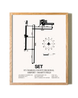 St. Charles County Regional Airport / Smartt Field framed print in natural wood frame