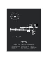 Gray Framed Portland-Troutdale Airport layout wall art poster