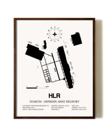 Yoakum-Defrenn Army Heliport aviation print in walnut frame