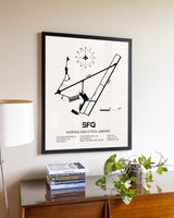 Suffolk Executive Airport aviation wall décor in black wood frame