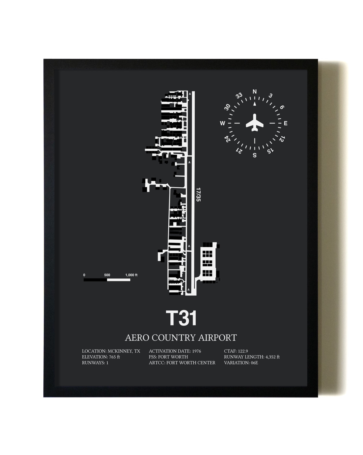 Unframed Aero Country Airport map print poster