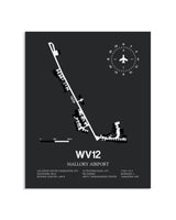 Gray Framed Mallory Airport layout wall art poster