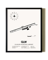 Framed Glasgow Municipal Airport wall art poster in black frame