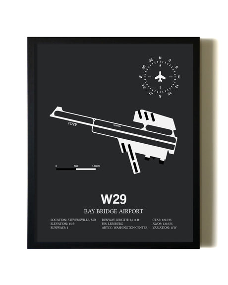 Unframed Bay Bridge Airport map print poster