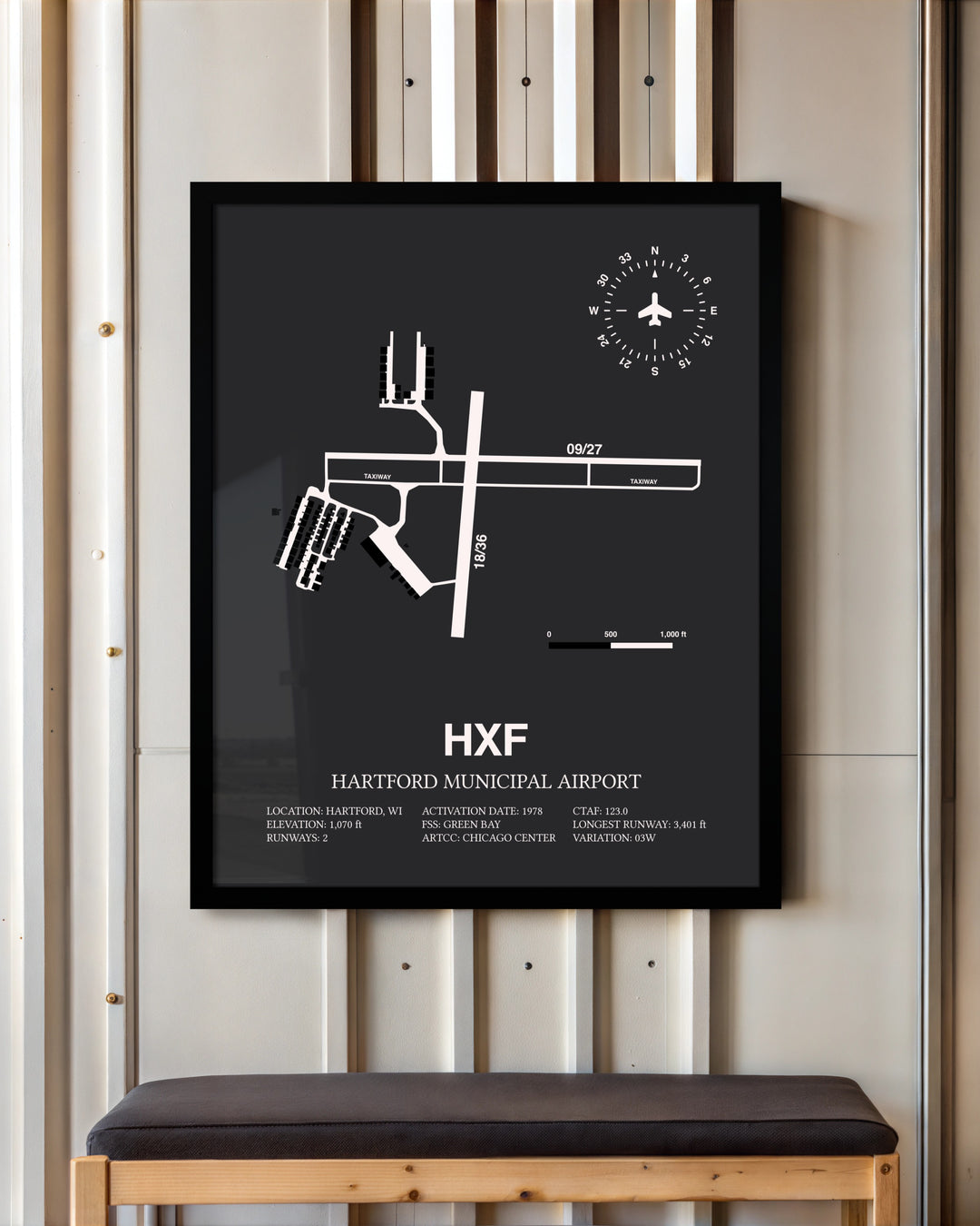 Frame color options for Hartford Municipal Airport Wall Art