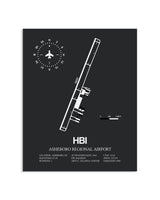 Gray Framed Asheboro Regional Airport layout wall art poster